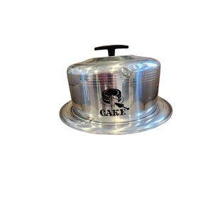 Vintage West Bend Aluminum Cake Carrier With Black Handle & Locking Base